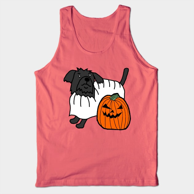 Cute Dog Pumpkin Ghost Costume Ready for Halloween Horror Tank Top by ellenhenryart